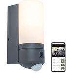 LUTEC LED-Kameraleuchte POLLUX, Außenleuchte in Anthrazit mit Bewegungsmelder & Kamera, Überwachungskamera Full-HD und Gegensprechanlage,inkl. 16 GB SD-Karte, kompatibel m. Google Voice & Alexa,