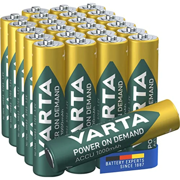 VARTA Batterien AAA, wiederaufladbar, 24 Stück, Akku, Power on Demand, 1000 mAh Ni-MH, vorgeladen, sofort einsatzbereit  – Bild 1