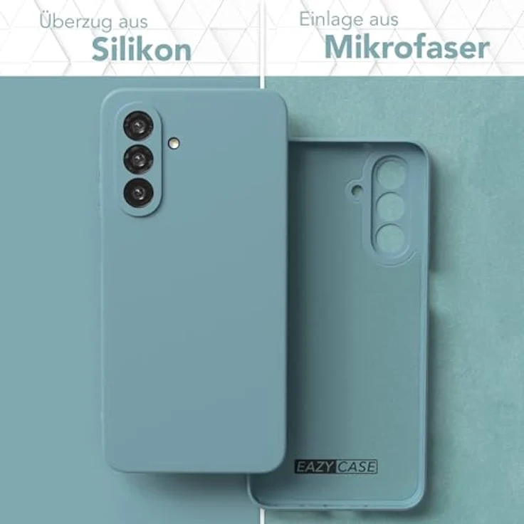EAZY CASE Silikonhülle für Galaxy A26, Blaugrün Matt, stoßfestes Slim Case mit Kameraschutz und kabellosem Laden – Bild 3