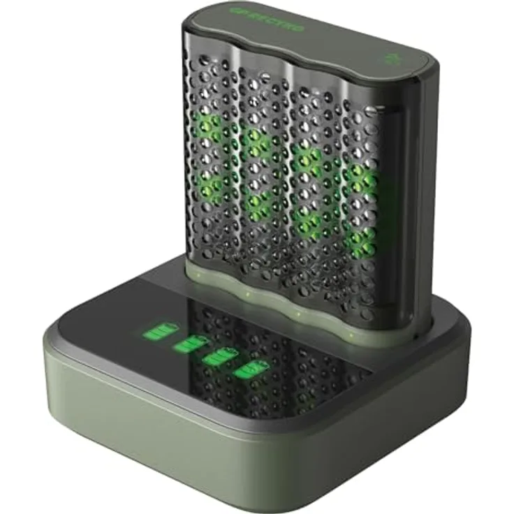 GP RECYKO USB Ladegerät Modell GP M452 inkl. 4X RECYKO AA 2600 mAh Akku & USB Dockingstation, schnelles Laden, intelligentes Design