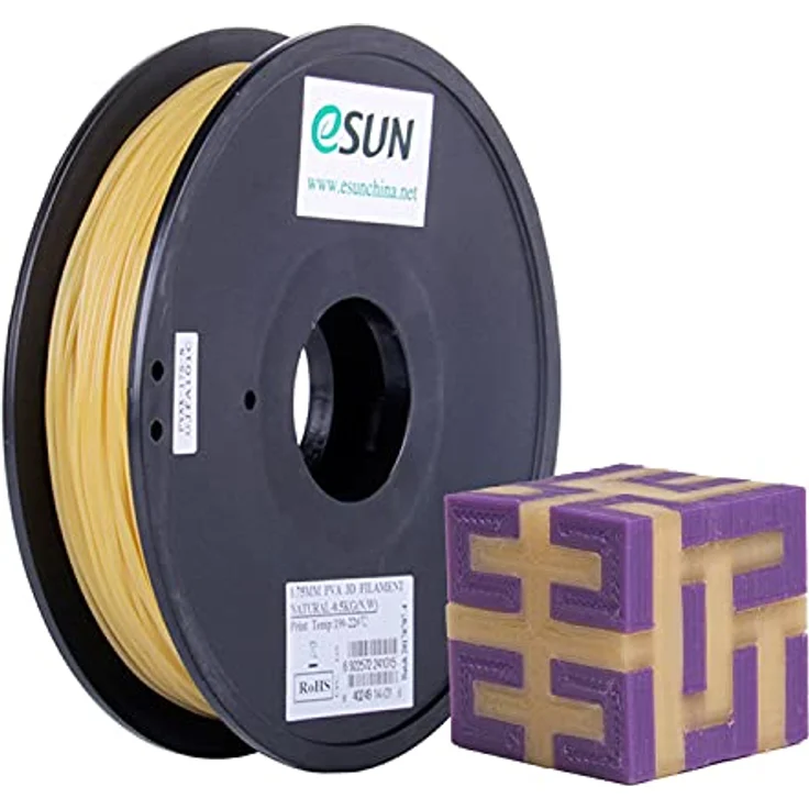 eSUN Wasserlösliches PVA Filament 1.75 mm, Natürlich, 1KG - Ideal für komplexe 3D-Drucke, hohe Präzision, verpackt im Vakuumbeutel – Bild 1