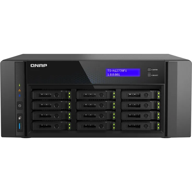 QNAP TS-h1277AFX-R7-32G, Hochleistungs-NAS mit AMD Ryzen 7, All-Flash Speicher, 12-Bay, schwarz