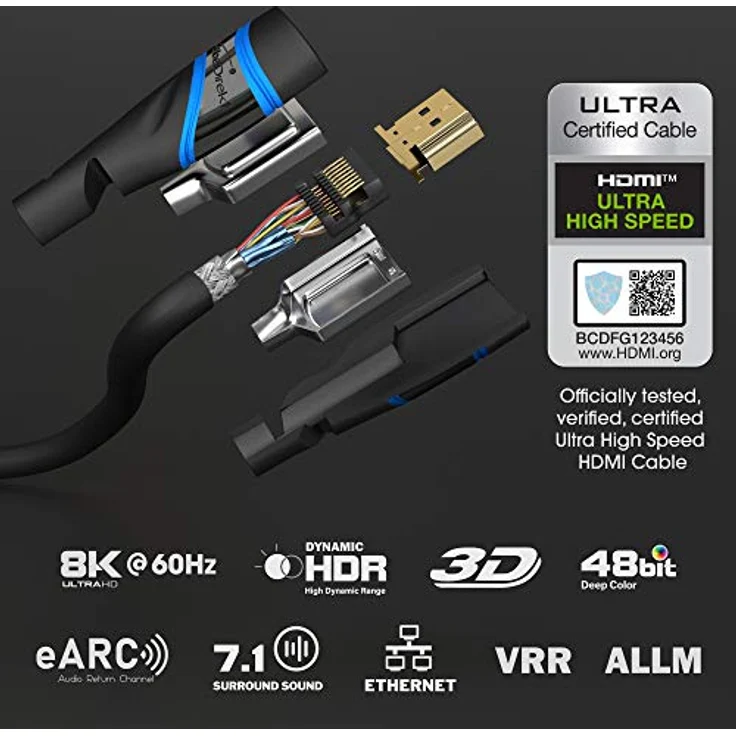 KabelDirekt – 8K/4K HDMI-2.1-Kabel – 1 m kurz – von HDMI zertifiziert für höchste Qualität (8K@60Hz, Ultra High Speed/48G, neuester Standard, optimal für PS5/Xbox, Monitor/TV/Beamer, schwarz) – Bild 2