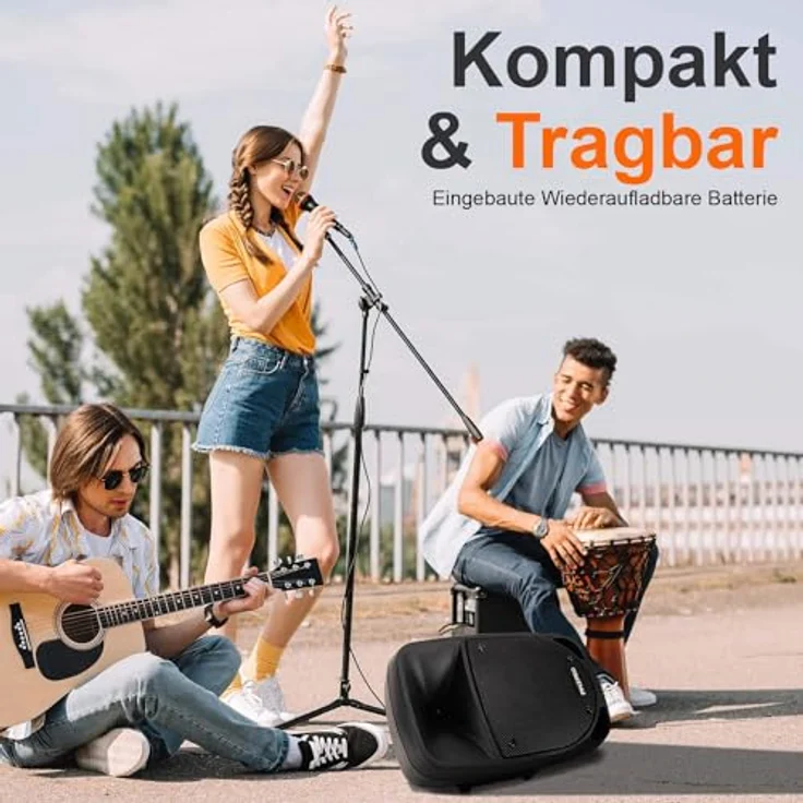 Pyle PSBT85A, Tragbare Karaoke Maschine mit 800 Watt, 20 cm Subwoofer und Bluetooth, schwarz – Bild 2