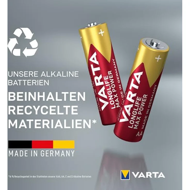 VARTA Longlife Max Power AA Batterien, 10 Stück (8+2), Alkaline, 1,5V, ideal für Digitalkamera und Controller, recycelte Verpackung, Made in Germany – Bild 5
