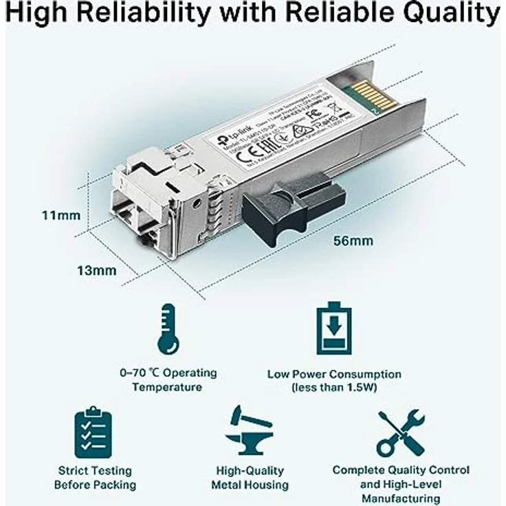 TP-Link SM6110-SR, 10G/25Gbase-SR SFP+/SFP28 LC Transceiver bis 300m, Silber, Hot-Swap, Digital Diagnostics Monitoring, für SX6632YF, SG3428X und SG345 – Bild 6