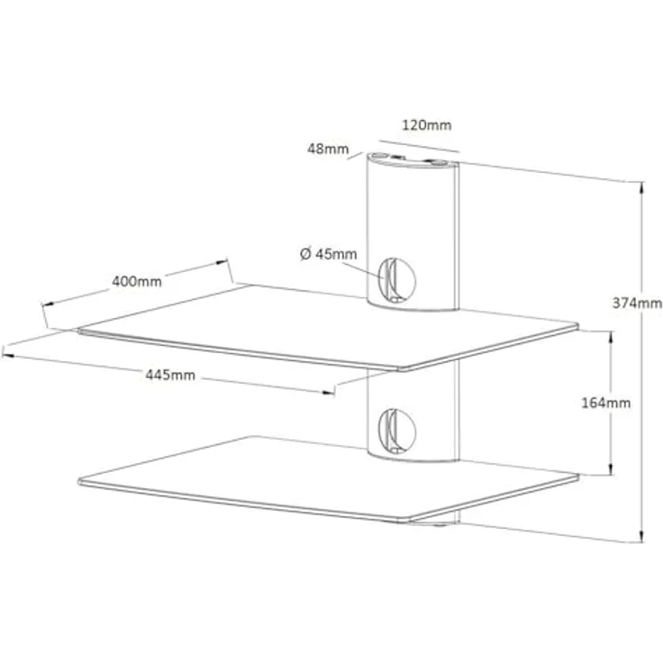 NEG Multimedia TV-Rack Suspender 502S (Silber) mit 2 Glas-Ablagen und Kabelmanagement-System – Bild 3