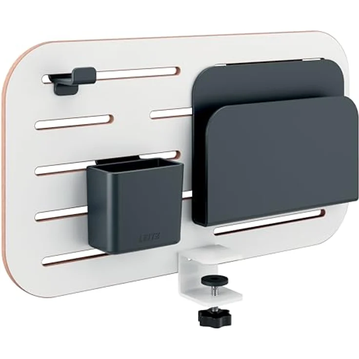 Leitz Ergo Kleiner Pegboard Schreibtisch-Organizer, Kompatibel mit Tischdicken bis 35mm, Breite Hängeschlitze, Weiß – Bild 1