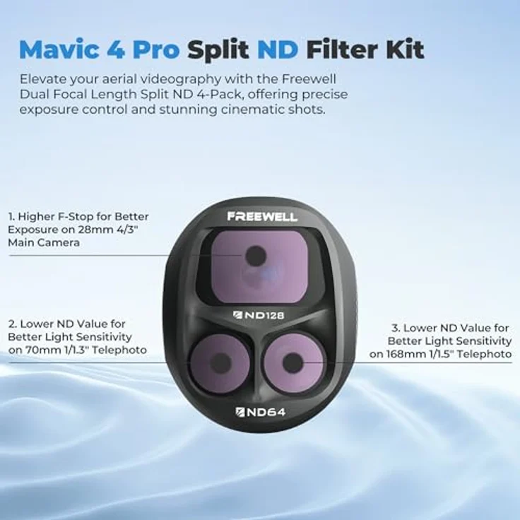 Freewell Mavic 4 Pro Super Bright Sunny Day Filters, 4er Set ND-Filter mit Antireflex- und hydrophoben Beschichtungen für optimale Lichtkontrolle – Bild 2