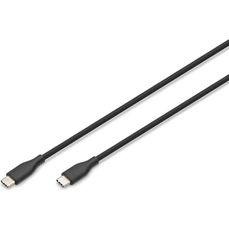 DIGITUS USB 2.0 Anschlusskabel - 2m - USB Typ-C zu Typ-C - High-Speed 480 Mbit/s - 60W Power Delivery - flexibles Silikonkabel - Schwarz – Bild 1