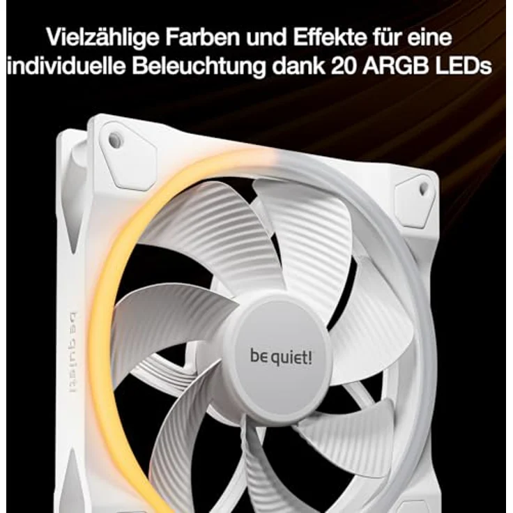 be quiet! Light Wings 140mm PWM Reverse White, hoher Airflow, ARGB-Beleuchtung, sehr leiser Betrieb – Bild 5