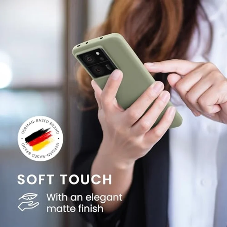 kwmobile Hülle kompatibel mit Xiaomi 13T / 13T Pro - weiches TPU Silikon Case - Graugrün, geeignet für kabelloses Laden – Bild 4