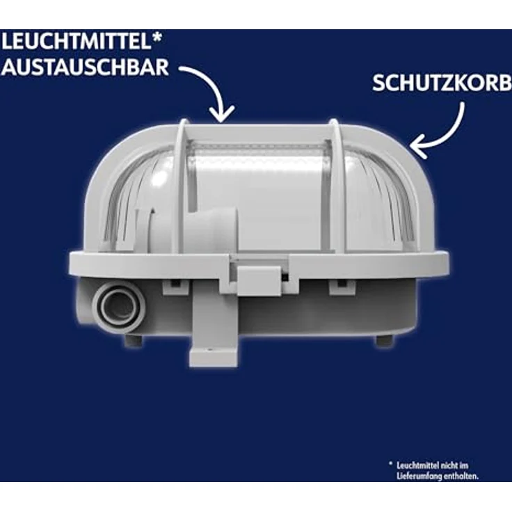 Müller-Licht LED Kellerleuchte Oval, white + Schutzkorb für höchsten Lichtkomfort - schönes neutralweißes Licht (4000 K) für optimale Arbeitsbeleuchtung - IP44 - weiß – Bild 2