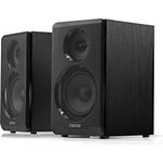 EDIFIER Studio R33BT - Kompaktes 2.0 Regallautsprechersytem im Echtholzgehäuse (MDF) mit Bluetooth 5.0, AUX Anschluss und Bedienelementen am aktiven Lautsprecher, schwarz