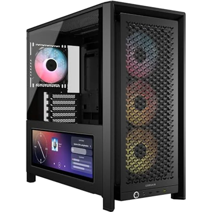CORSAIR Frame 4000D LCD RS ARGB Mid-Tower ATX PC-Gehäuse mit 14,5-Zoll XENEON Edge LCD-Touchscreen, InfiniRail Lüftermontagesystem und 4x RS120 ARGB-PWM-Lüftern – Schwarz – Bild 1