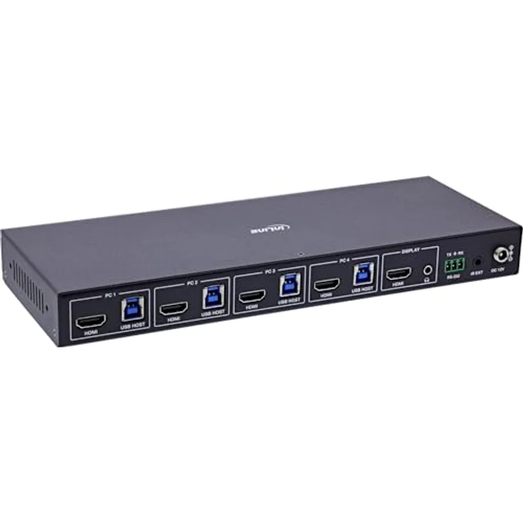 InLine KVM Switch 4-fach, HDMI, 8K@60Hz, USB 3.2 Hub, mit IR & RS-232, Schwarz – Bild 2