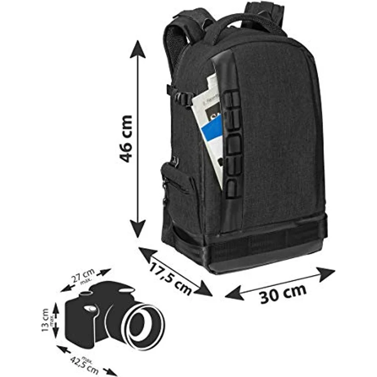 PEDEA DSLR-Kamerarucksack Fashion Fotorucksack für Spiegelreflexkameras mit wasserdichtem Regenschutz und Variabler Inneneinteilung (Rucksack, schwarz) – Bild 4