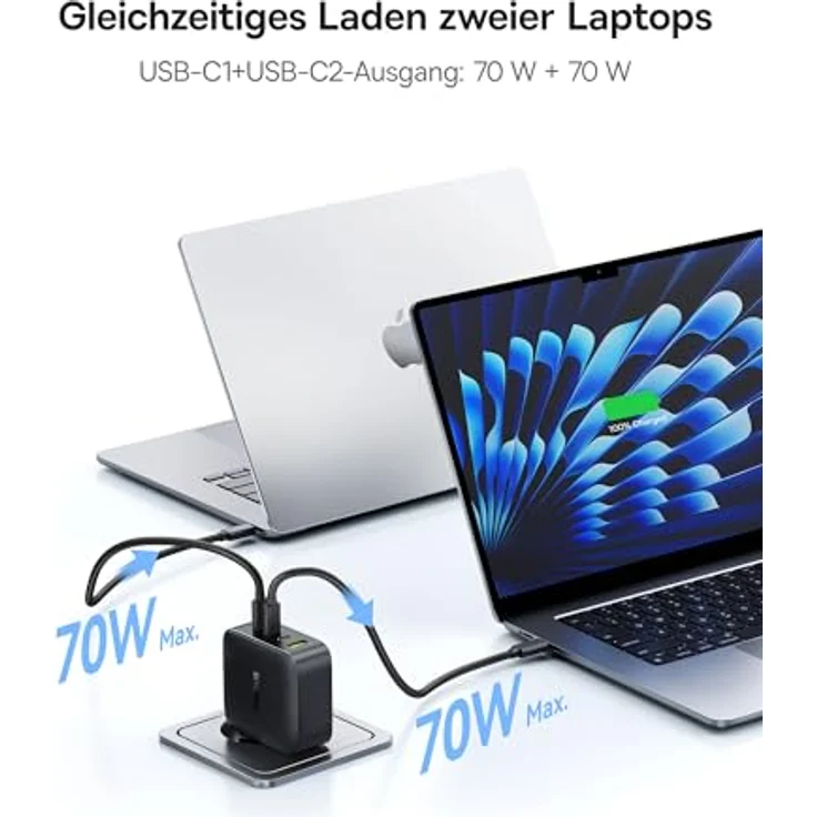 Baseus Enerfill 140W USB C Ladegerät, 4-Port PD Charger mit GaN-Technologie für MacBook Pro/Air, iPhone 17/16/15/14/13/12 Pro Max, Galaxy S25, Pixel, kompakt und tragbar – Bild 3