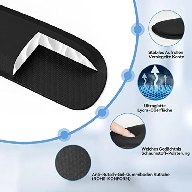TeckNet Tastatur-Handballenauflage und Mauspad mit Handgelenkstütze, Memory-Schaumstoff-Set für Computer/Laptop/Mac, leicht für einfaches Tippen und Schmerzlinderung, ergonomisches Mauspad schwarz – Bild 5