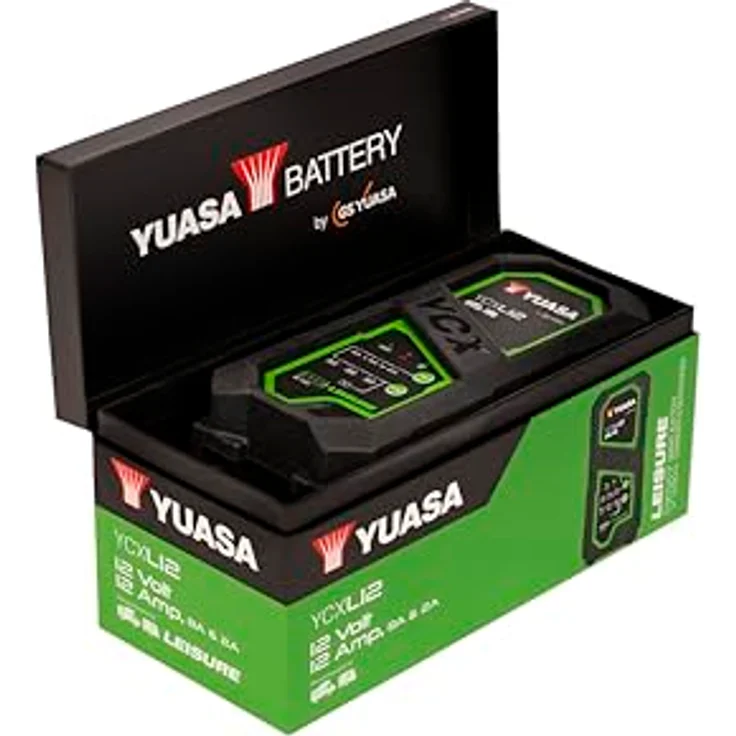 Yuasa Bleiakku-Ladegerät YCXL12, 12V mit max. 12A Ladestrom, neunstufiger Ladeprozess, für Blei-Säure- und Lithium-Batterien, mehrstufiger Schutz und Eco-Modus – Bild 1