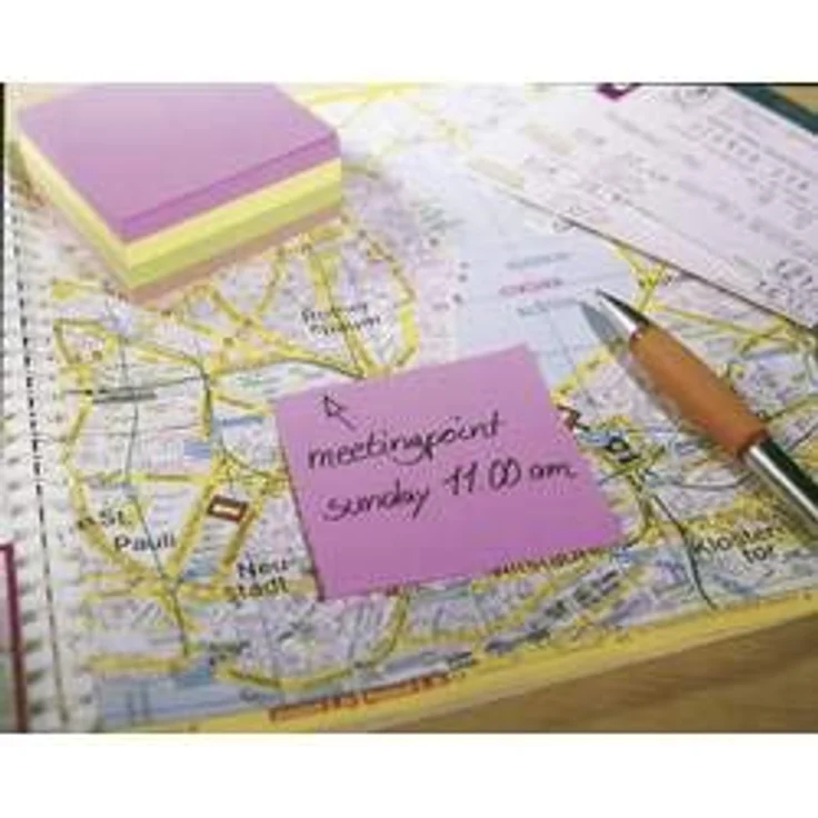 tesa Haftnotizblock 56004-00-00, 75 mm x 75 mm, pink, gelb, grün, 480 Blatt – Bild 4