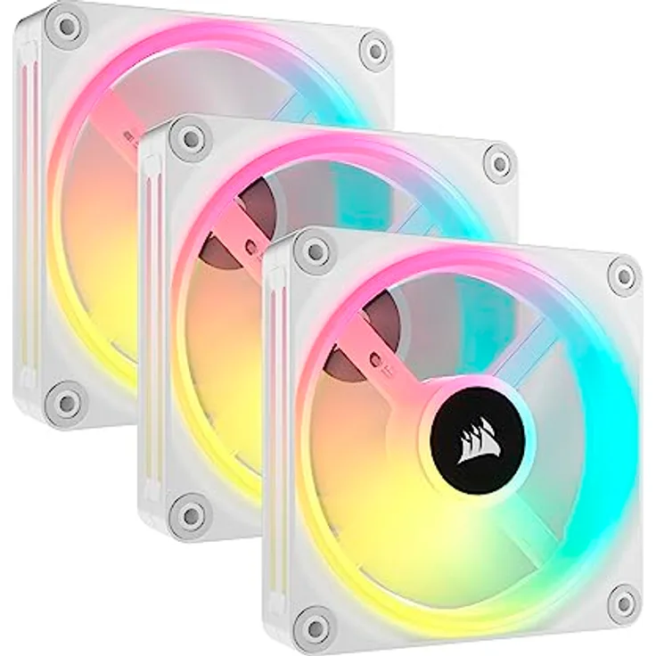Corsair iCUE LINK QX120 RGB 120mm Magnetic Dome RGB Fans - Dreifach-Lüfter-Starter-Kit mit iCUE LINK System-Hub - Weiß