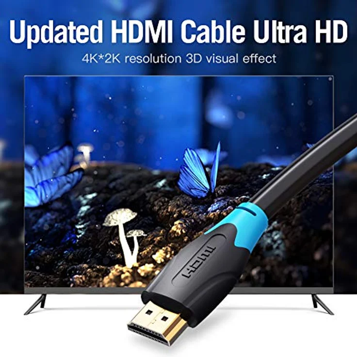 Vention AAC HDMI-Kabel, 5 m, Schwarz, 4K Unterstützung, vergoldete Stecker, hohe Zähigkeit – Bild 4