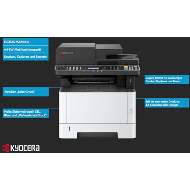 Kyocera ECOSYS MA3500X, 3-in-1 Laser-Multifunktionsdrucker mit 35 S./Min, Duplexdruck, WLAN, grau – Bild 4