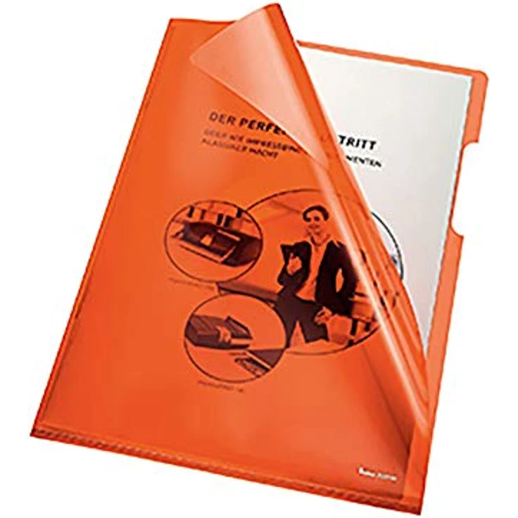 bene Aktenordner Sichthülle A4 PVC/Hartfolie orange 150my OR, 100 Stk. - Dokumentenecht mit Greifausschnitt – Bild 2