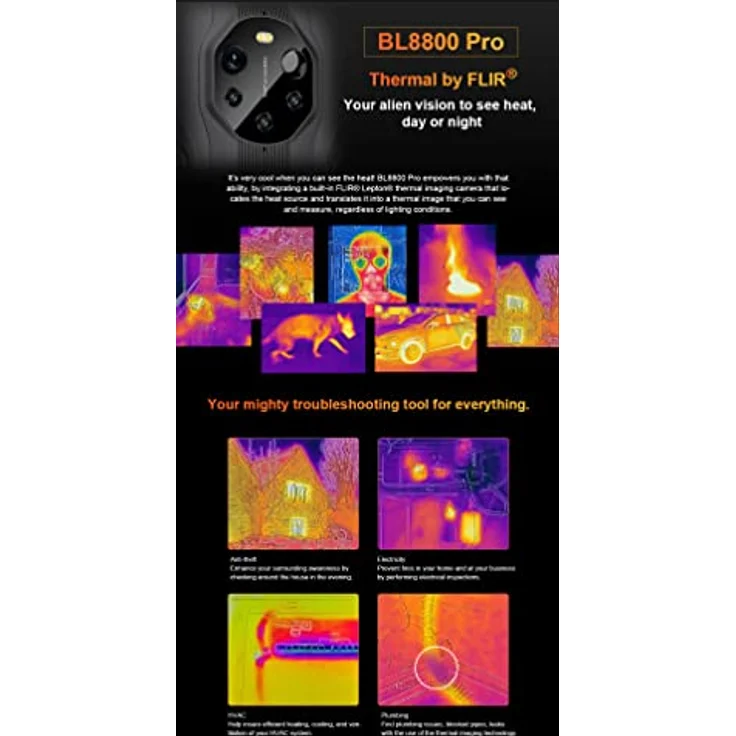 Blackview BL8800 PRO 5G Wärmebildkamera Outdoor Smartphone, 50MP Quad Kamera, Dimensity 700 8GB+128GB, IP68 Schwarz – Bild 4