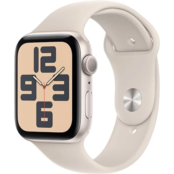 Apple Watch SE GPS, 44 mm Aluminiumgehäuse Polarstern, Sportarmband Polarstern – S/M – Bild 1