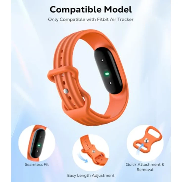Astorgos Ersatz-Sportarmband für Google Fitbit Air, elastisches Silikon, schweißresistent und wasserdicht, Einheitsgröße 5,9' bis 8,6' (150–220 mm) – Bild 4