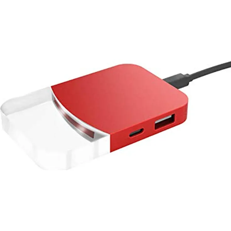 Xoopar 4 in 1 USB-Hub Ultra Slim Mini Ilo USB-Datenübertragungs-Hub 3 USB 2.0 1 USB-C USB-Hub Kompatibel mit Windows XP / Vista / 7/8/10, Mac OS, Linux (rot)