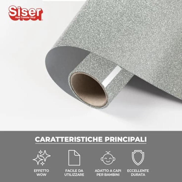 Siser Transferfolie Glitter für Cad-Cut ®, 30 cm Schnittbreite, Silber, für Baumwolle und Polyester – Bild 2