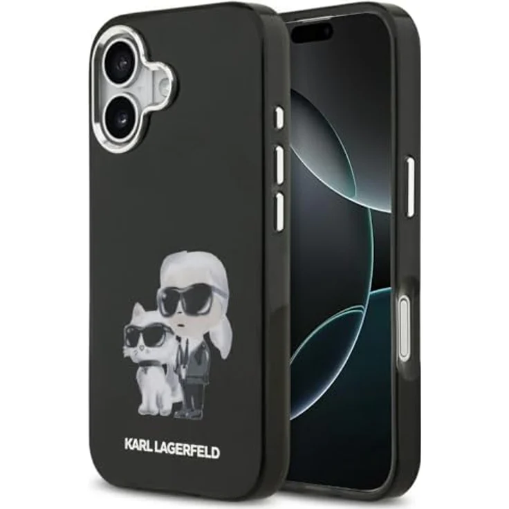 CG MOBILE Karl Lagerfeld IML Aquarelle Choupette & Logo Schutzhülle für iPhone 17, kompatibel mit MagSafe, schwarz – Bild 1