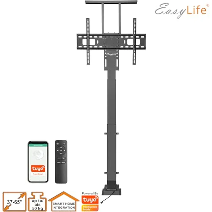 EasyLife EL-LM-SH65, motorisierter TV Lift/Bodenständer mit Fernbedienung für 37-65 Zoll, VESA bis 600x400, schwarz, WiFi-fähig, 2 Speicherpositionen – Bild 6