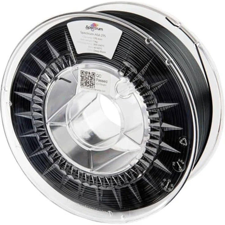 Spectrum Filaments ASA 275 Deep Black, 3D-Druckmaterial mit UV- und Witterungsbeständigkeit, Drucktemperatur 200°C - 240°C – Bild 1