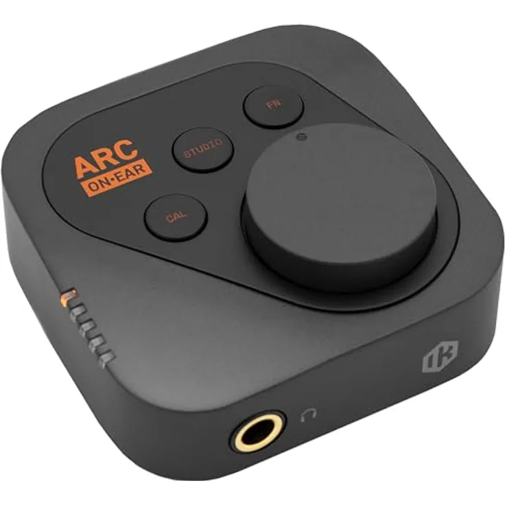 IK Multimedia Arc On-Ear, USB-DAC Kopfhörerverstärker mit 200 mW Leistung, Schwarz, inkl. 5 Voreinstellungen und Tragetasche