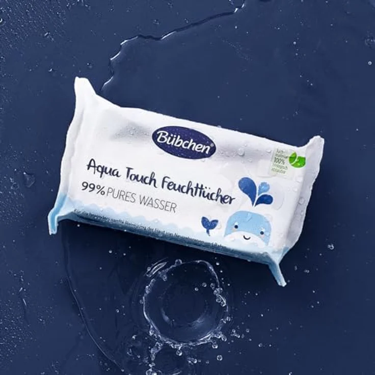 Bübchen Aqua Touch Feuchttücher, 144 Stück (3 x 48) – sensitive Pflegetücher mit 99% purem Wasser, feuchte Tücher für Neugeborene und Babys – Bild 3