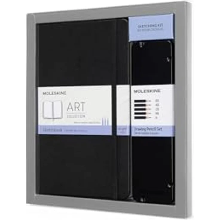 MOLESKINE Notizbuch Skizzenbuch-Set Large A5, 52 Blatt Hardcover schwarz mit elfenbeinweißem Skizzenpapier und Zeichenstift-Set – Bild 4