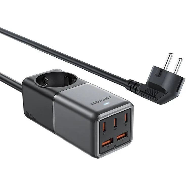 Acefast Z2 GaN 75W PD-Tischladegerät 3x USB-C 2x USB-A - Schwarz und Grau