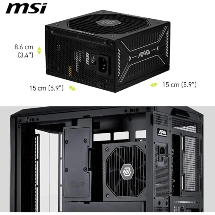 MSI MAG A850GLS PCIE5, 850 Watt ATX Netzteil mit 80 PLUS Gold-Zertifizierung, modularer Kabelmanagement, Schwarz – Bild 6