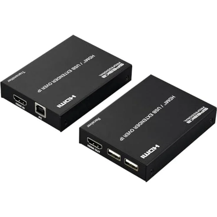 SpeaKa Professional SP-HDE-350 HDMI Extender über RJ45, KVM Switch, 1080P bis 60Hz, 150m Reichweite, Schwarz – Bild 2