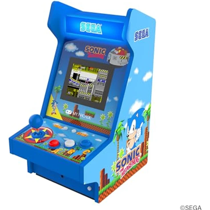 My Arcade Sonic The Hedgehog Mighty Player, Tragbare Retro-Arcade mit 3.5-inch Farbdisplay und wiederaufladbarem Akku, klassischer Holzbauweise – Bild 4