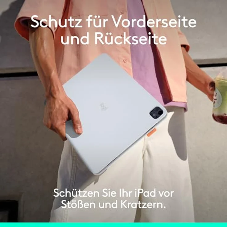 Logitech Flip Folio Tastatur-Case für iPad Pro und Air 13 Zoll, Bluetooth, integriertes Touchpad, hellgrau – Bild 5