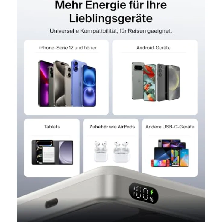 Belkin UltraCharge Power Bank, Induktive Slim-Ladegerät mit 10000 mAh, 25 Watt, Magnetisch, USB-C, Sand – Bild 10