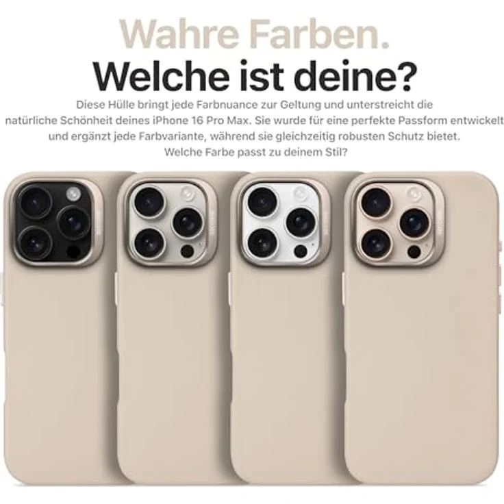 Decoded Lederhülle für iPhone 16 Pro Max, MagSafe-kompatible ECCO-Lederhülle, Kratzfest mit Metalltasten, Lehm Beige – Bild 3