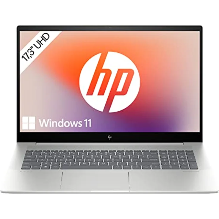 HP ENVY Laptop, 17,3" 4K UHD Display, Intel Core i7-1355U, 32 GB DDR4 RAM, 1 TB SSD, NVIDIA GeForce RTX 3050, Windows 11 Pro, QWERTZ, Silber – Bild 1