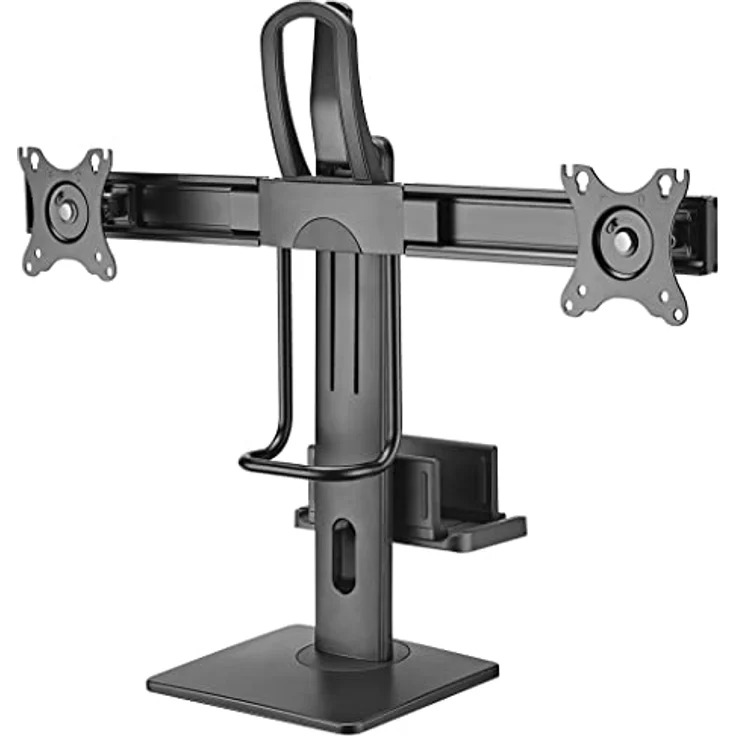 myWall Tischhalterung HL61L, 2 Monitor Tischhalterung für 17-27 Zoll, Halterung für Mini PC, Höhenverstellbar, Neigbar, Drehbar und Horizontal anpassbar mit Federsystem, VESA 75/100 – Bild 1