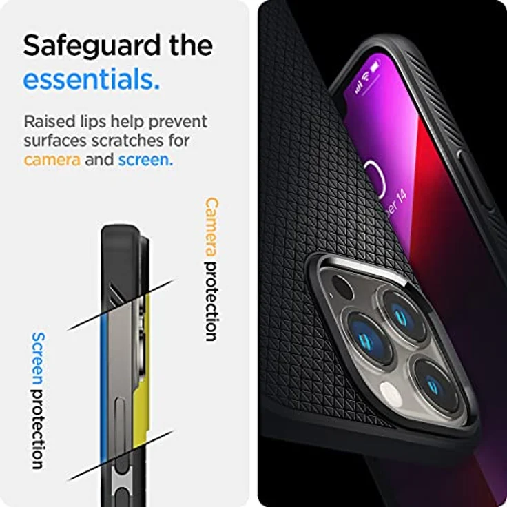 Spigen Liquid Air Hülle Kompatibel mit iPhone 13 Pro - Matte Black, Gemustertes TPU mit Air Cushion Technologie – Bild 5